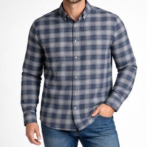 Nautica gray & navy plaid button down shirt men’s 2X XXL